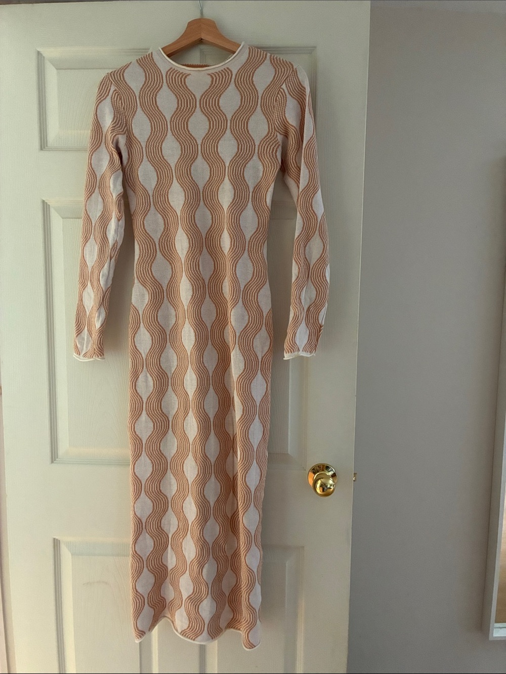 Zulu & Zephyr Tan Wave Knit Cotton Dress